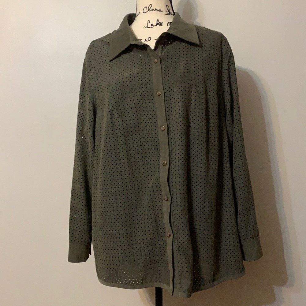 Long sleeve button down shirt with a tank sewn in